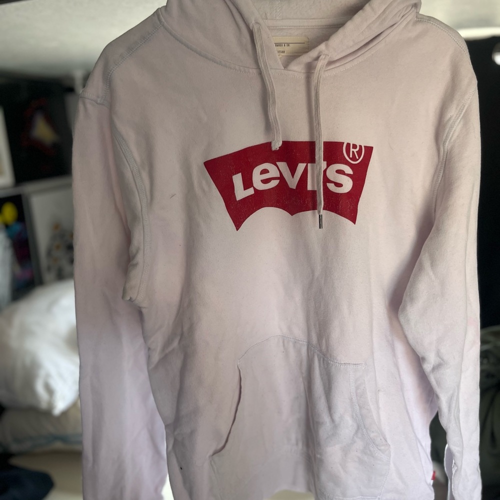 Levi's White Hoodie with Red Logo